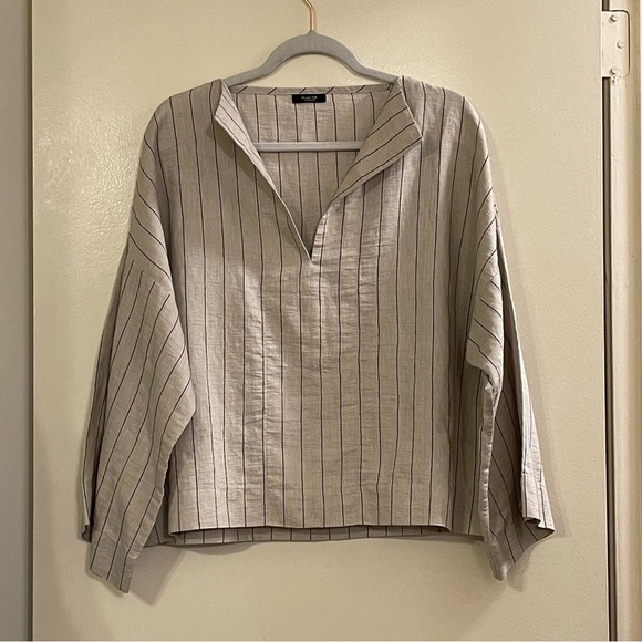 MASSIMO DUTTI NWOT Contrast Striped Linen Blend Shirt - Picture 7 of 13